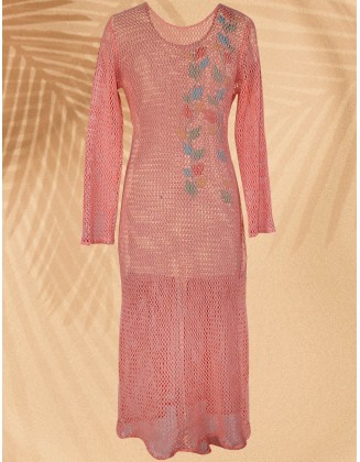 Embroidered Long Crochet Dress
