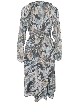 Big Leaf Print Long Dress