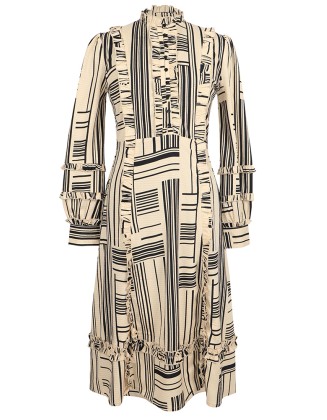 Printed Striped Midi Dress