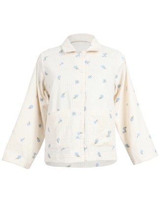Cream Corduroy Embodery Floral Jacket