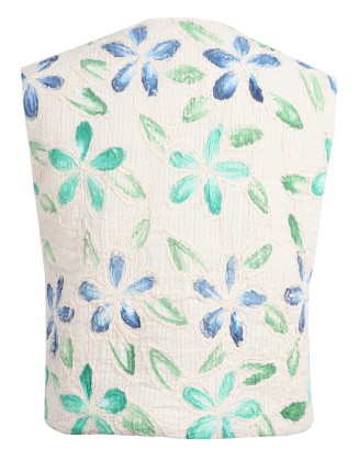 Cream Textured Kantha Embodery Vest
