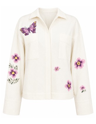 Floral Print Off White Jacket