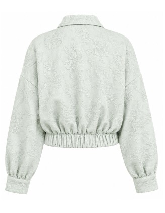 Mint Jacquard Bomber Jacket