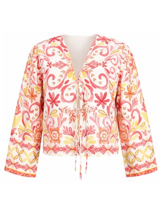 Floral Print Embroidered Jacket