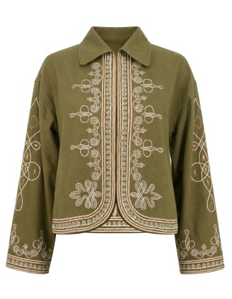 Olive Embroidered Canvas Jacket