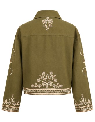 Olive Embroidered Canvas Jacket