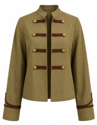 Olive Military Style Button Detail Jacket
