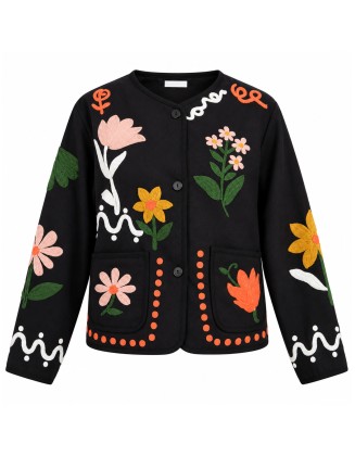 Embroidered Floral Canvas Jacket