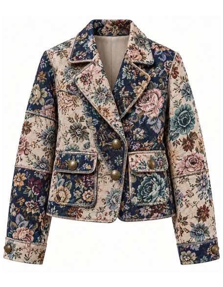 Patchwork Floral Tapestry Blazer