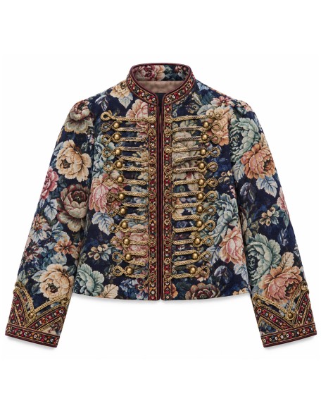 Ornate Navy Floral Brocade Jacket