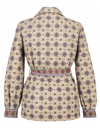 Vintage Pattern Belted Jacket