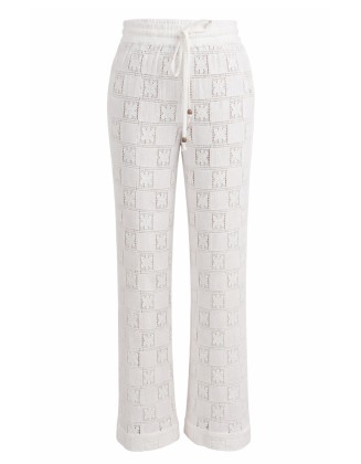 Cream lace straight pants 