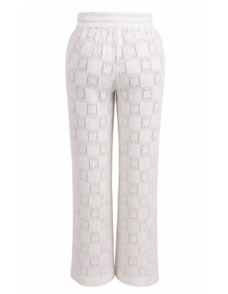 Cream lace straight pants 