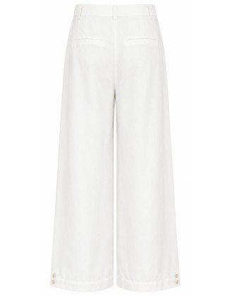 White Wide Leg Pleated Trousers