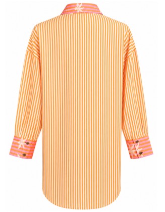 Striped Shirt with Colorful Beach Embroidery