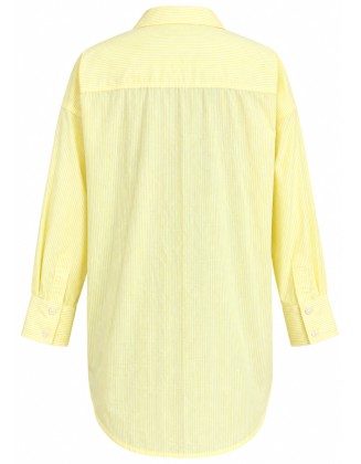 Yellow Striped Cotton Shirt with Embroidered