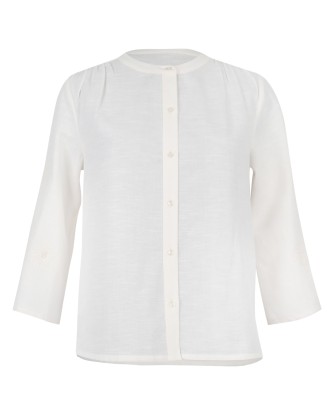 Women’s White Round Neck Button Shirt