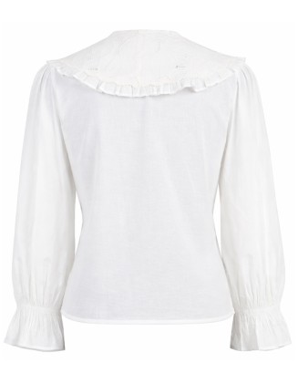 White Embroidered Collar Shirt