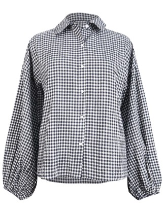 Black Gingham Seersucker Shirt