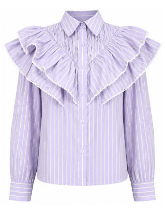 Lavender Ruffle Stripe Shirt