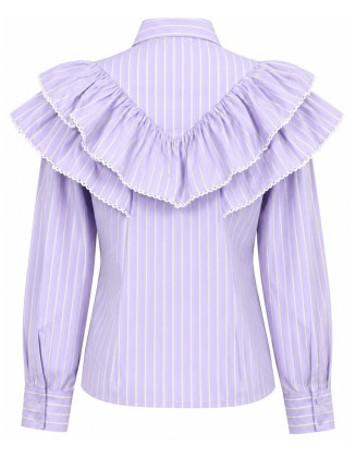 Lavender Ruffle Stripe Shirt
