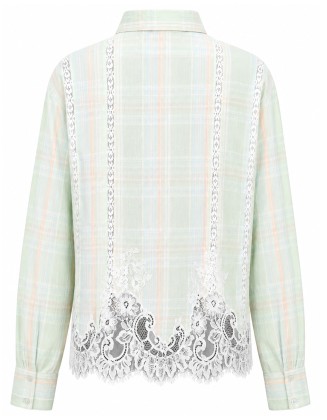 Lace Insert Stripe Shirt