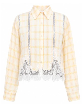 Lace Insert Check Shirt