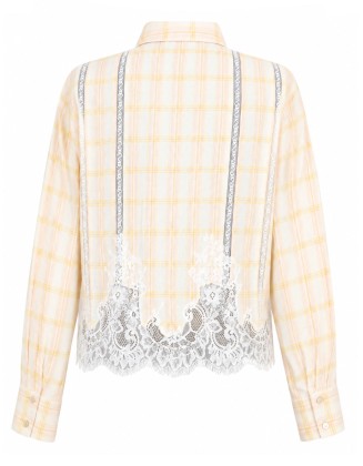 Lace Insert Check Shirt