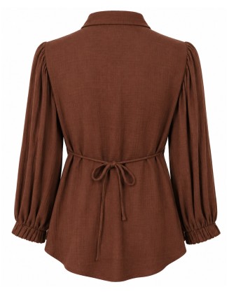 Sleeve Button-Up Blouse