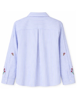 Blue Embroidered Stripe Shirt