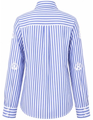Embroidered Lace Insert Blue Top