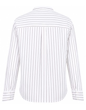 Classic Stripe Mandarin Collar Shirt