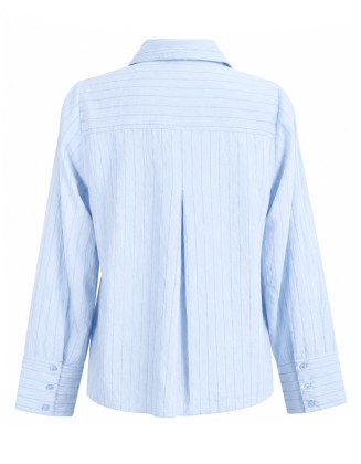 Sky Blue Textured Toggle-Front Shirt