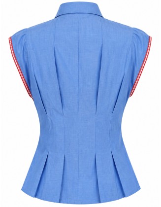 Blue Chambray Pleated Shirt
