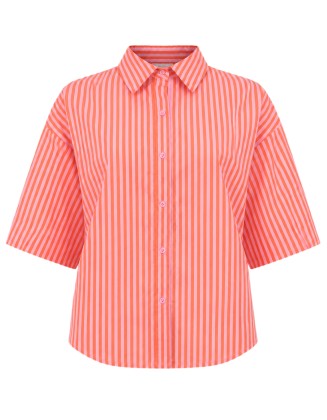 Pink Stripe Short Sleeve Button-Up Shirt