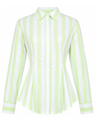 Lime Green Stripe Poplin Shirt