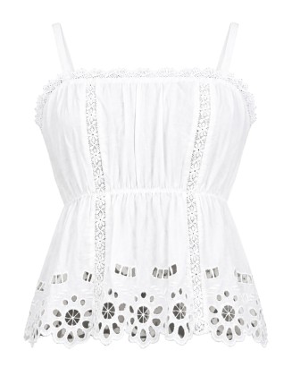 White Eyelet Lace Cami Top