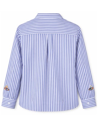 Blue Embroidered Stripe Shirt