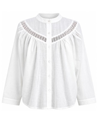 White Shirt with Lace Yoke Detail