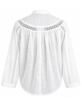 White Shirt with Lace Yoke Detail