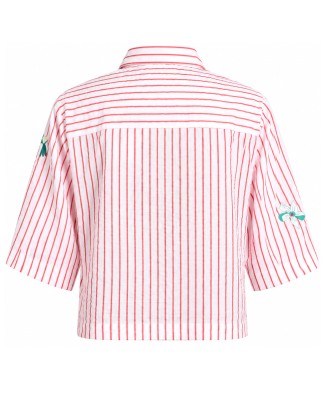 White Tie-Neck Puff-Sleeve Blouse
