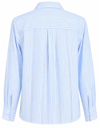 Striped Shirt with Blue Floral Embellishments