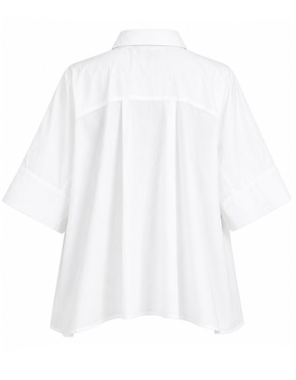 Embroidered Poplin  Oversized Short Sleeve Shirt