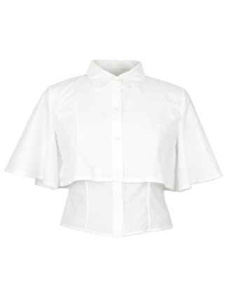 Women’s White Layered Cape Shirt
