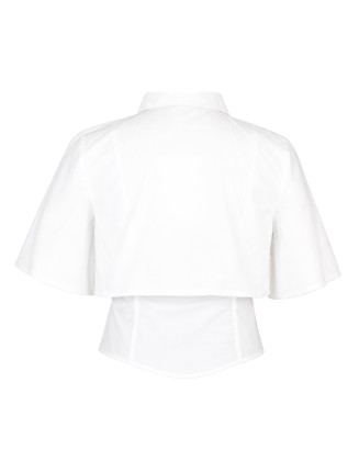 Women’s White Layered Cape Shirt