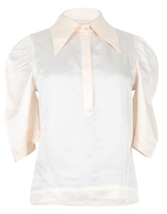 Women’s Cream Puff Sleeve Collared Top
