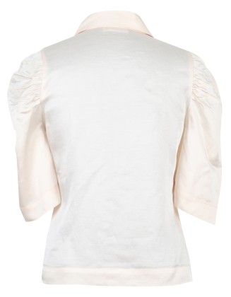 Women’s Cream Puff Sleeve Collared Top