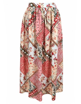 Multi Color Patch Print Skirt