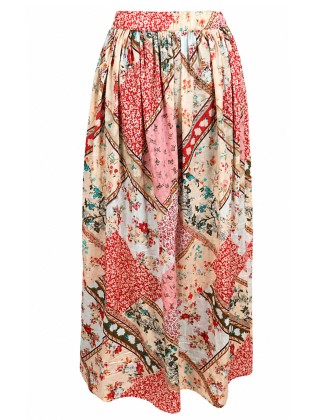 Multi Color Patch Print Skirt