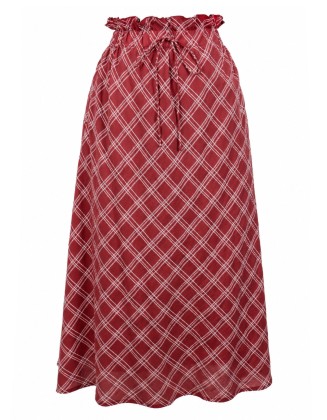 Tie Waist Check Skirt